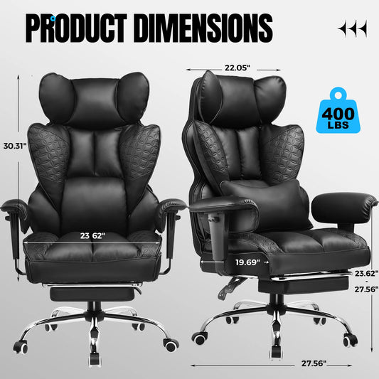 Leather Office Chair with Footrest