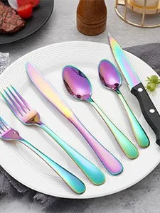 24 pcs Rainbow Silverware Set Service for four