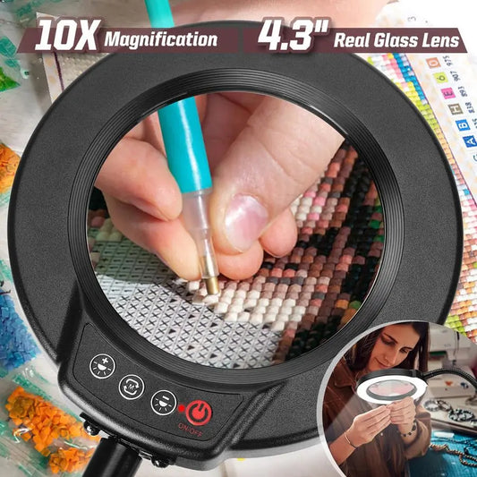 10X Magnifying Glass with Light and Stand
