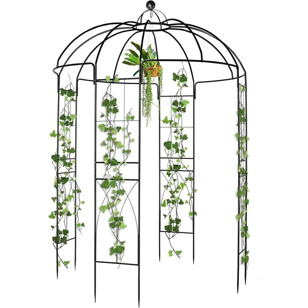 Sturdy Metal Garden Arch Arbor, Pavilion Trellis, Birdcage Gazebo