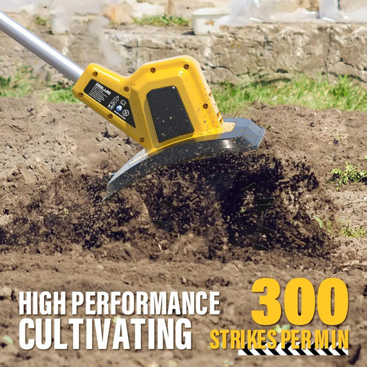 20V Cordless Electric Garden Tiller, 9-Inch Wide with Battery