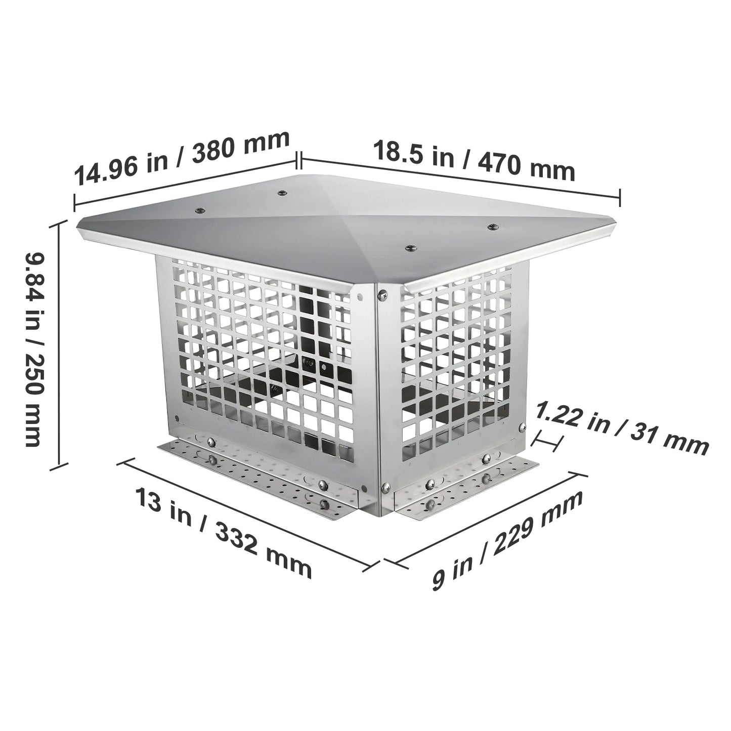 Silver Chimney Cap comes in 4 Sizes.