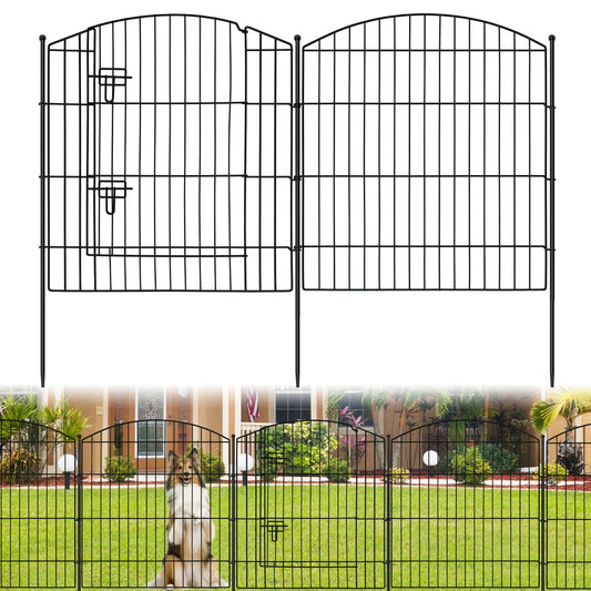 No Dig Decorative Garden Fence with Gate 32in (H) x 24ft (L), 9 Panels + 1 Gate +11 Stakes,