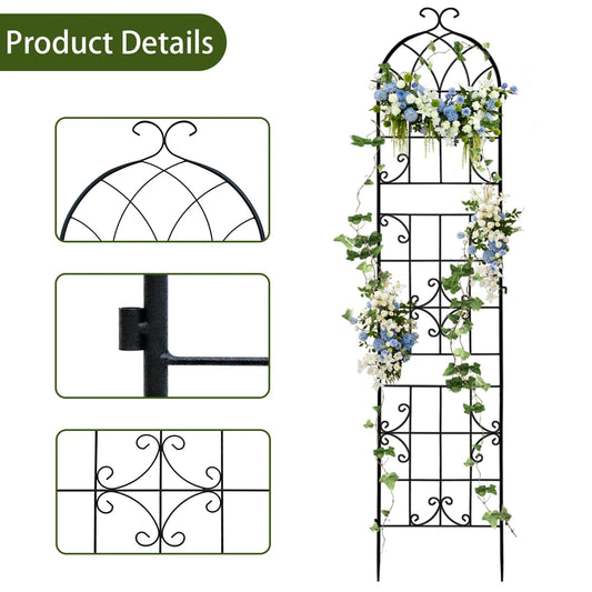 3 Packs Tall Metal Garden Trellis for Climbing Plants Vegetables Vines Rustproof Outdoor Plant Support Fences