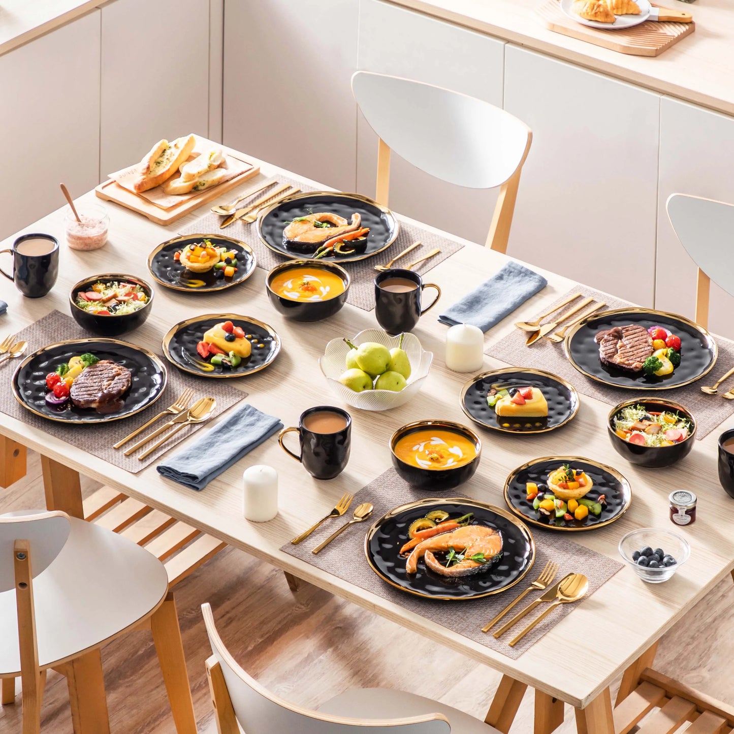 Black Porcelain Dinnerware Sets of 16pc or 32pcs