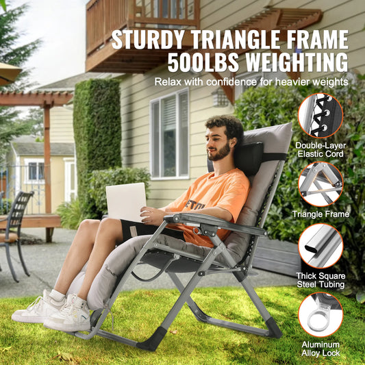 Zero Gravity Chair with Cushion Footrest and Cupholder