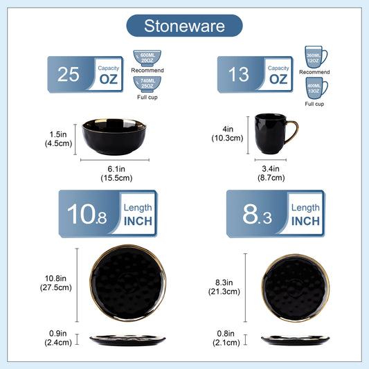 Black Porcelain Dinnerware Sets of 16pc or 32pcs
