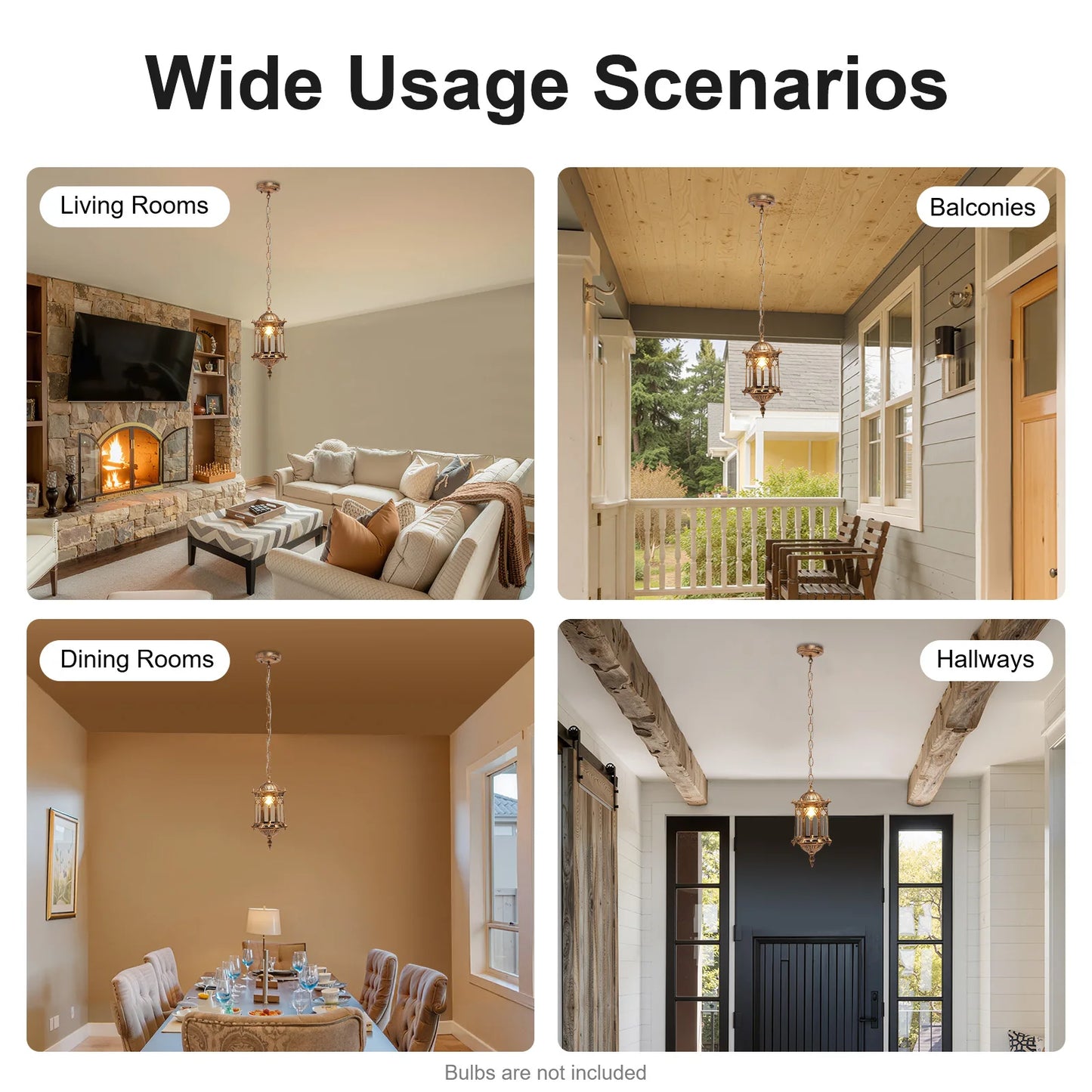 Metal Pendant Hanging Lamp for Garden, Balcony or Indoors