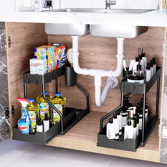 Under-sink storage rack in Black or White