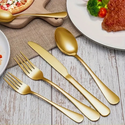 30/60-Piece Luxury Golden Flatware Set, Stainless Steel