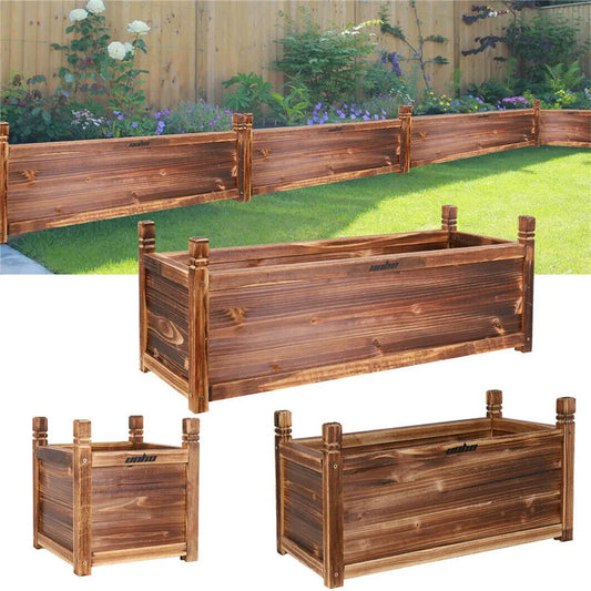 Wooden Raised Flower Bed, Three Size Options