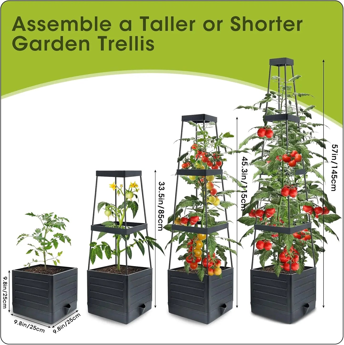 Raised Garden Bed with Trellis, Self-Watering Tomato Planter