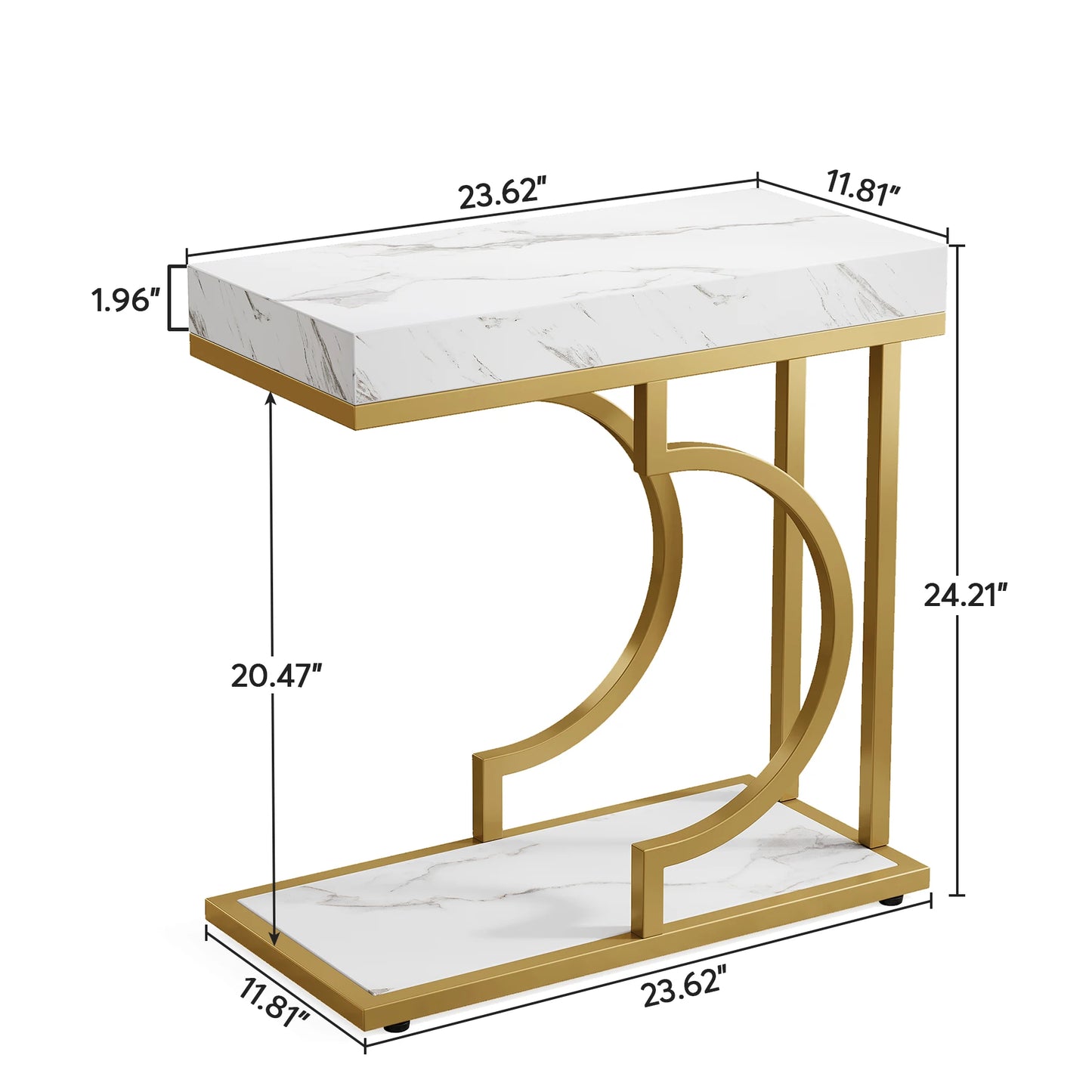 Narrow Side Table White Gold