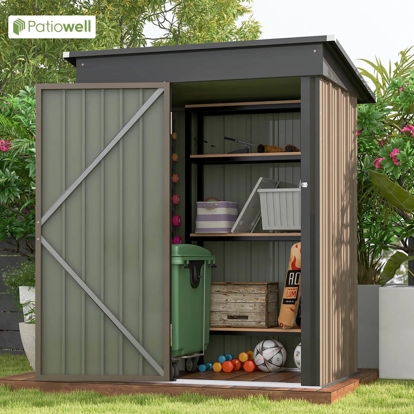 5x3 FT Outdoor Lockable Waterproof Storage Shed