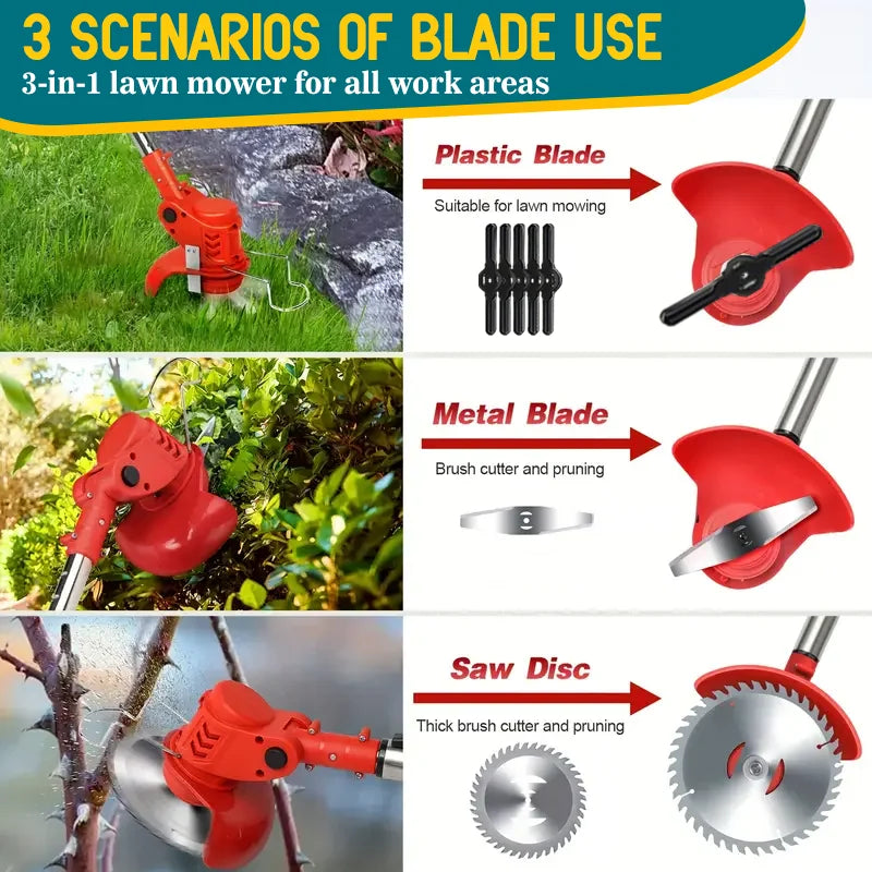 Cordless Weed Trimmer on Wheels for the hard to get to areas.
