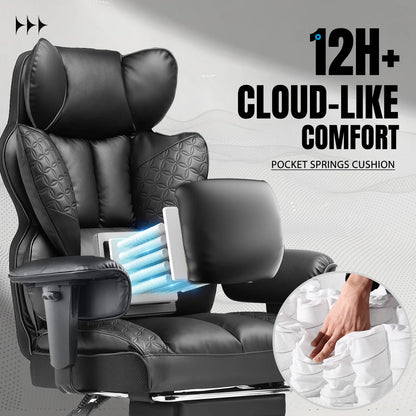 Leather Office Chair with Footrest