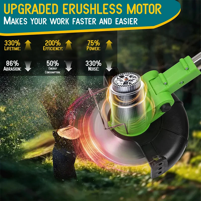 Cordless Weed Trimmer on Wheels for the hard to get to areas.