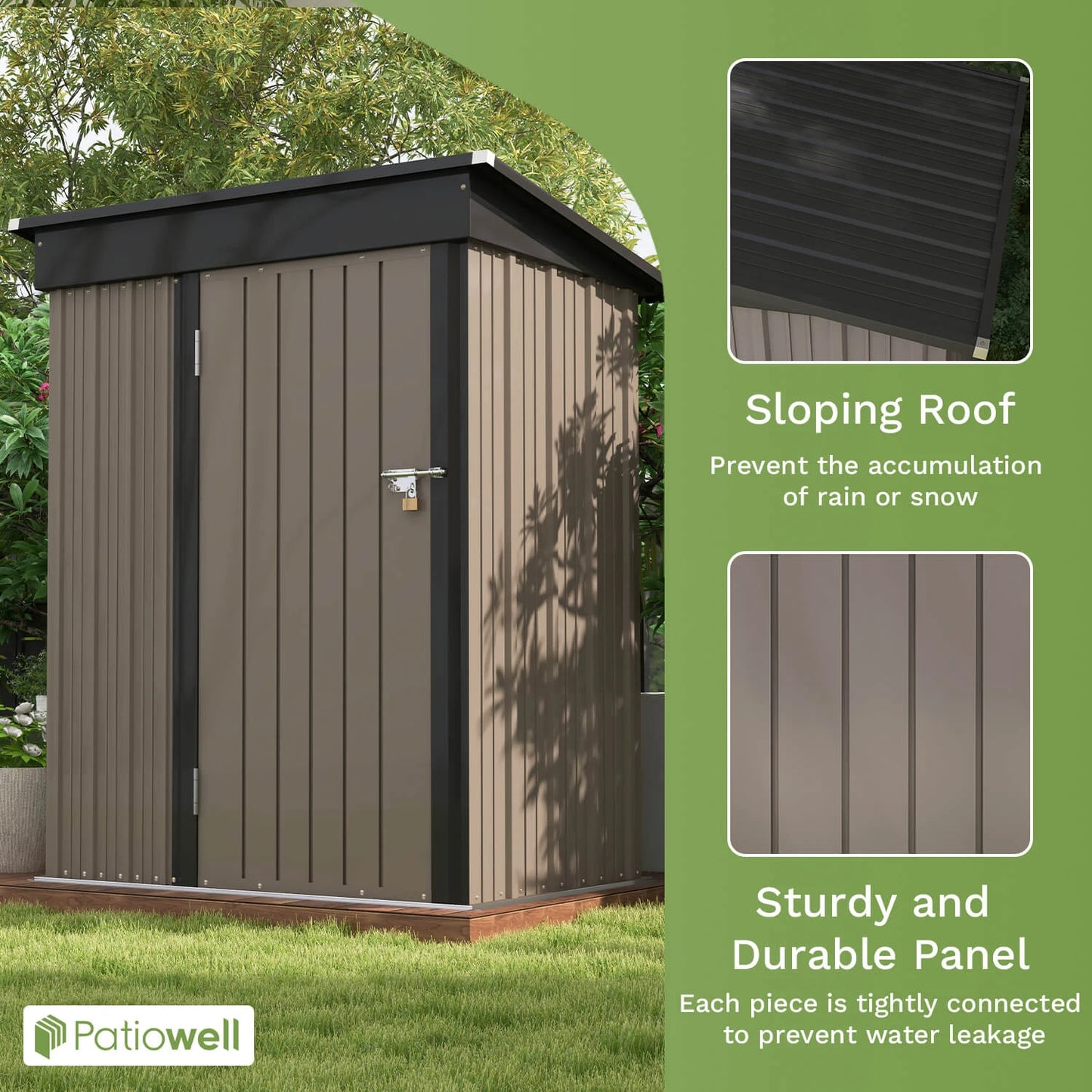 5x3 FT Outdoor Lockable Waterproof Storage Shed