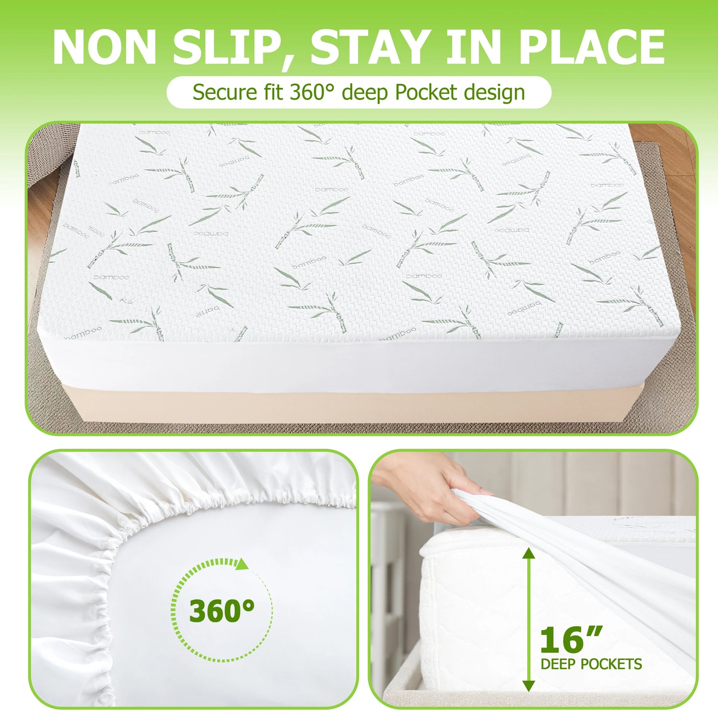 Lux Decor Mattress Protector, Cooling Rayon dervied from Bamboo Viscose