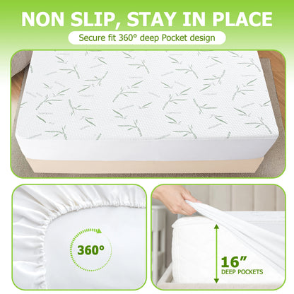 Lux Decor Mattress Protector, Cooling Rayon dervied from Bamboo Viscose