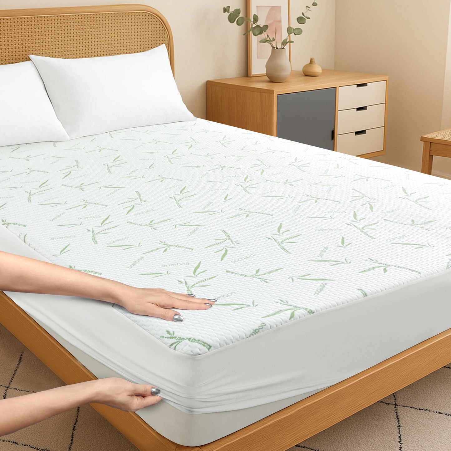 Lux Decor Mattress Protector, Cooling Rayon dervied from Bamboo Viscose