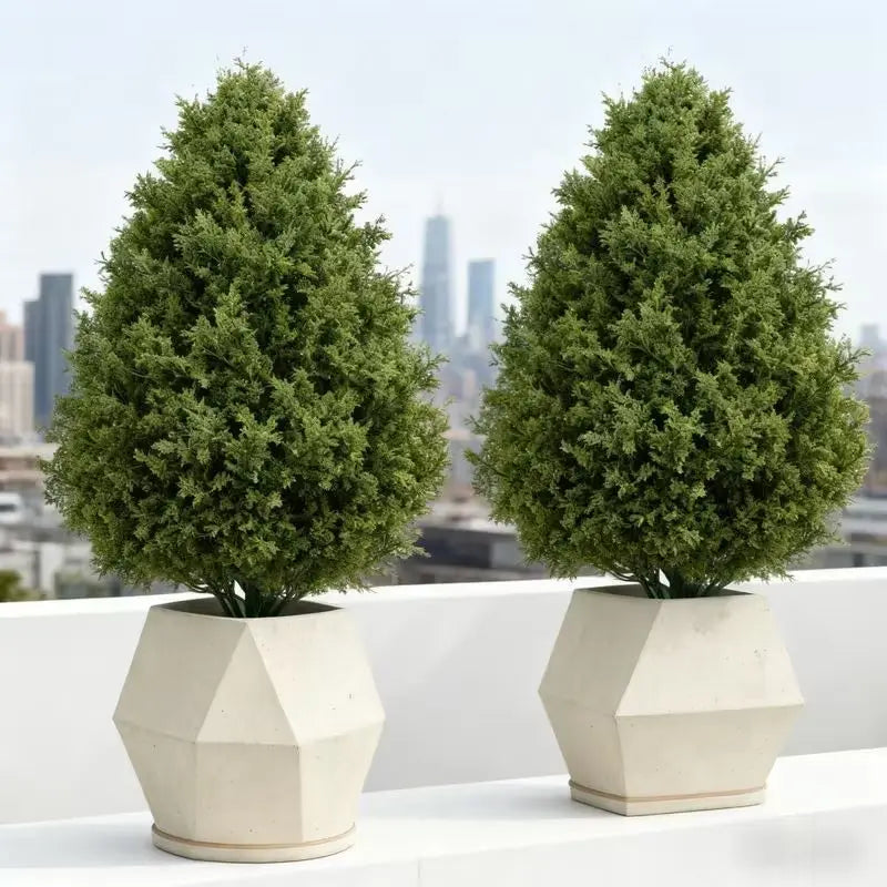 Artificial Cedar Topiary Trees 2 Pack