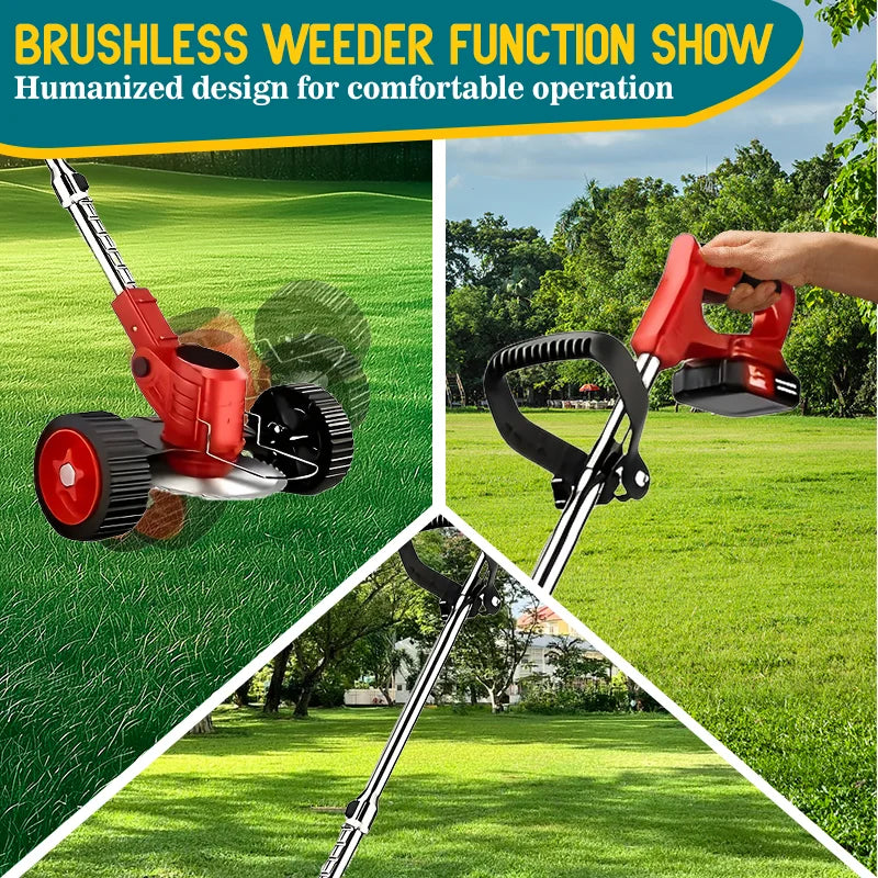 Cordless Weed Trimmer on Wheels for the hard to get to areas.