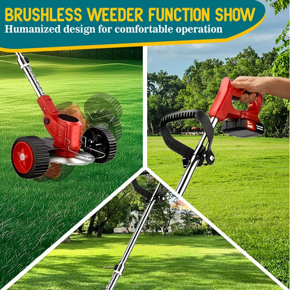 Cordless Weed Trimmer on Wheels for the hard to get to areas.