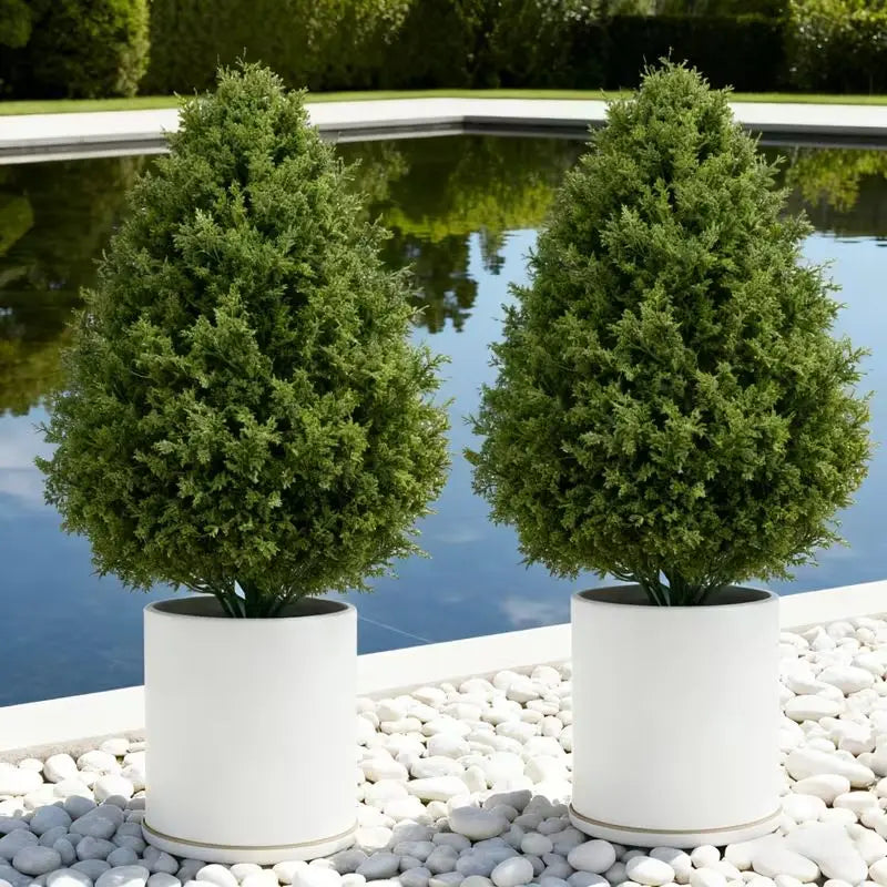 Artificial Cedar Topiary Trees 2 Pack