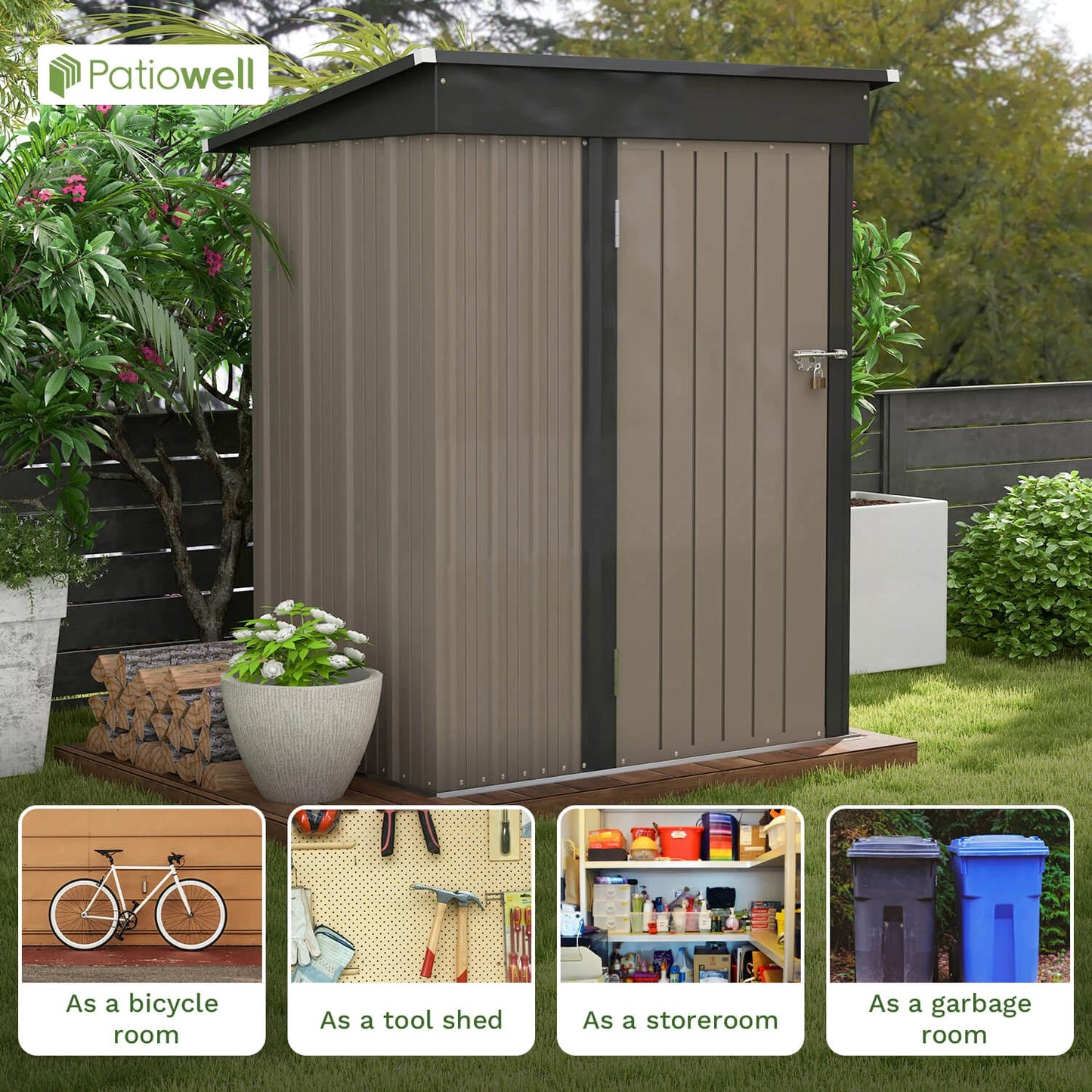 5x3 FT Outdoor Lockable Waterproof Storage Shed