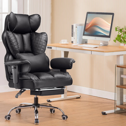 Leather Office Chair with Footrest