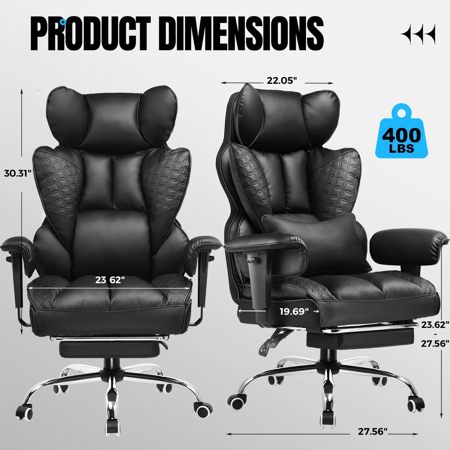 Leather Office Chair with Footrest