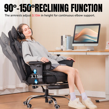 Leather Office Chair with Footrest