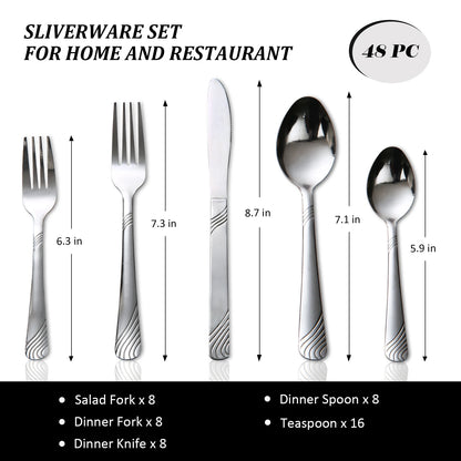 48 Pcs Cutlery Set Service For 8 Stainless Steel