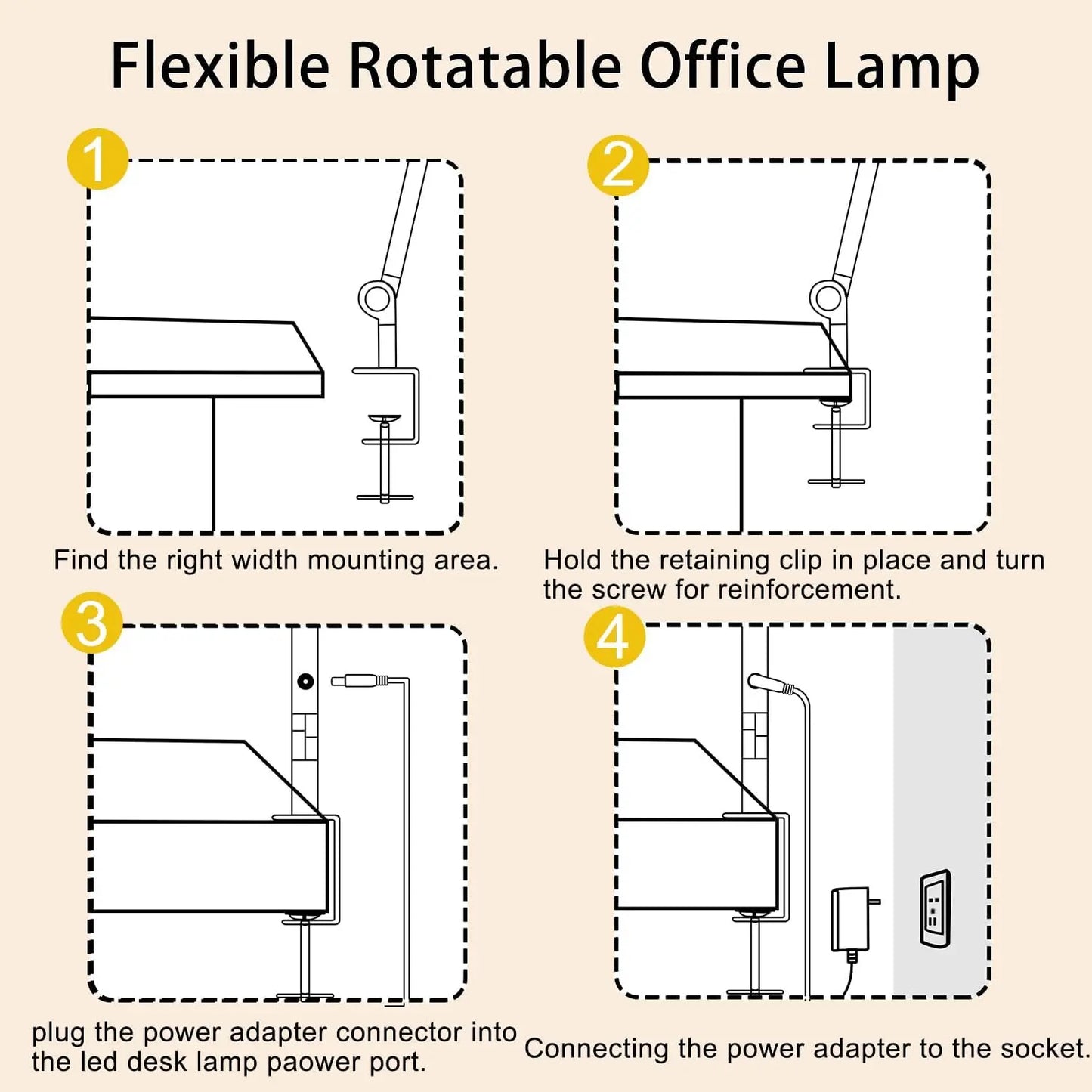 Clamp on LED Desk Lamp 3 light sources