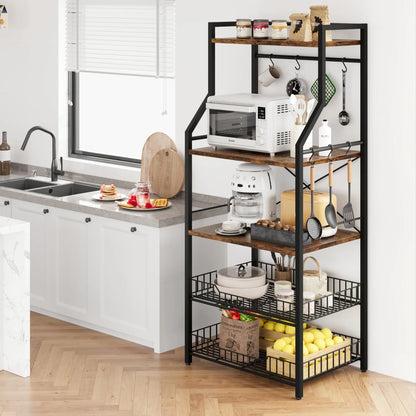 Bakers Rack with Large Wire Basket