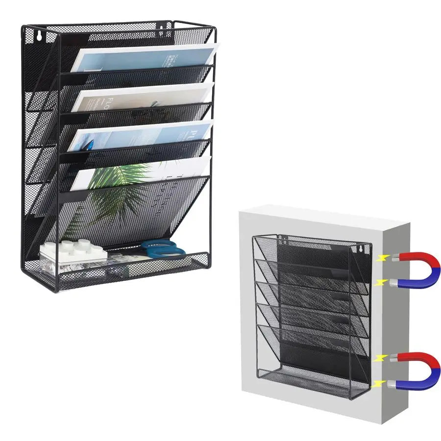 Standing or Magnetic File Organizer Mesh 6 Tier