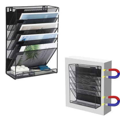 Standing or Magnetic File Organizer Mesh 6 Tier