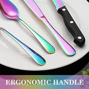 24 pcs Rainbow Silverware Set Service for four