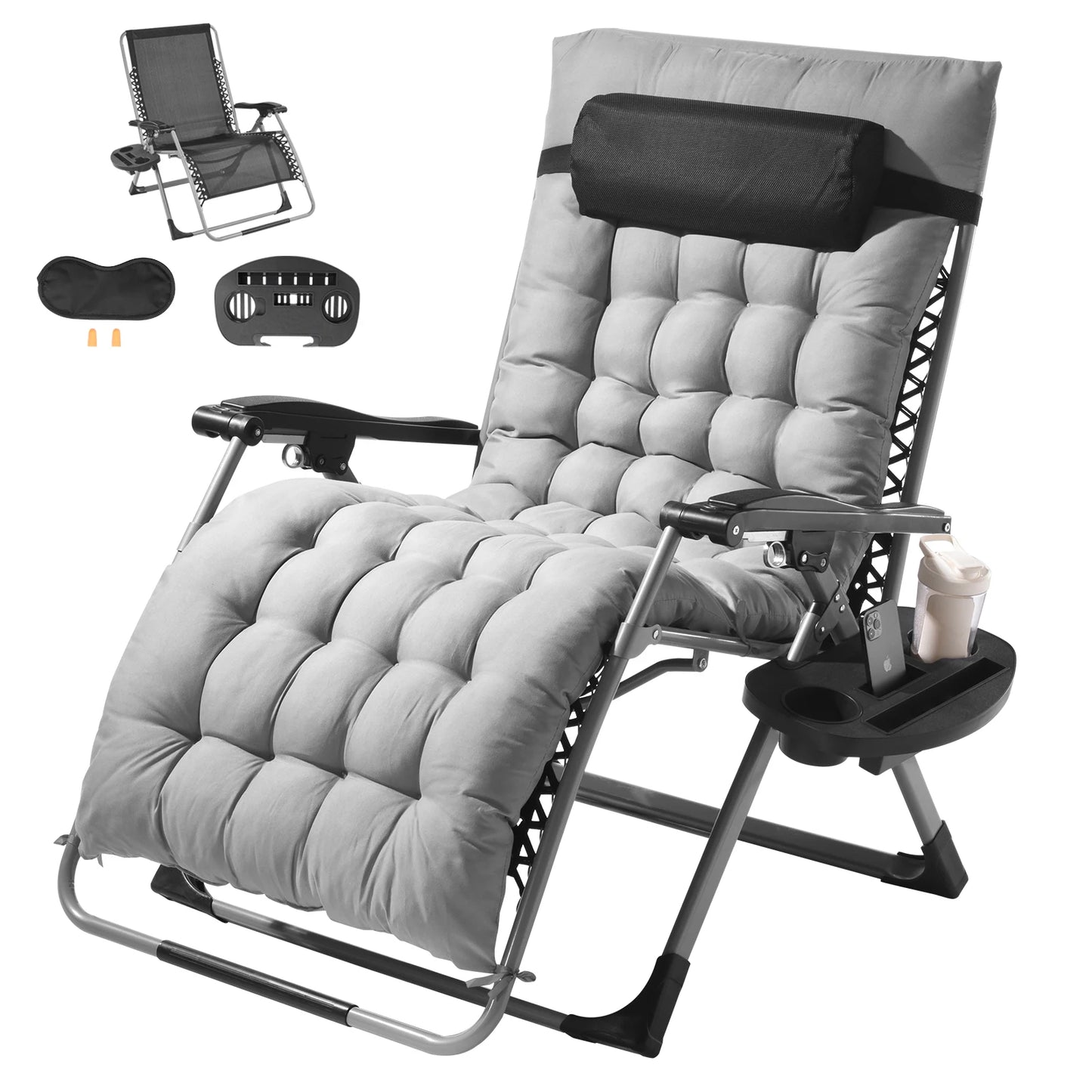 Zero Gravity Chair with Cushion Footrest and Cupholder