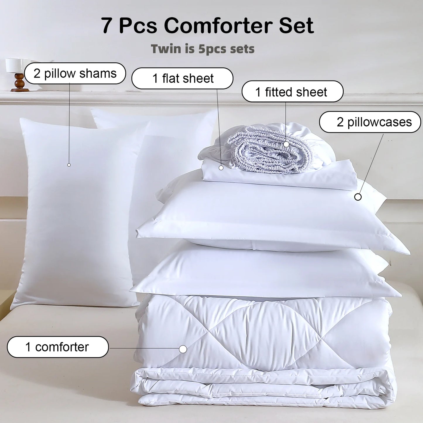 5pcs/7pcs Twin Full Queen King Bedding Sets