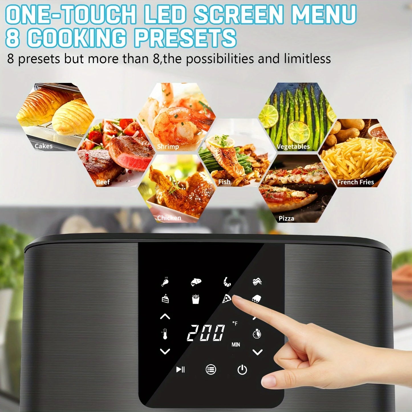 Large Air Fryer, 1500W 7QT Adjustable Temperature 100-400°F