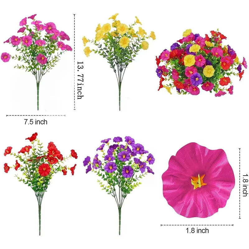 4 Bundles Silk Morning Glory Flower Outdoor Decoration