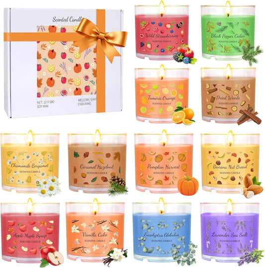 12 Pack Fall Scented Soy Candles