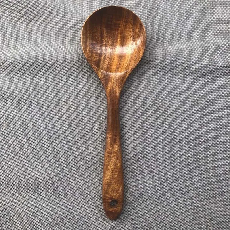 5pcs Wooden Utensil Set with Hanging Holes, for Scratch Free Cooking