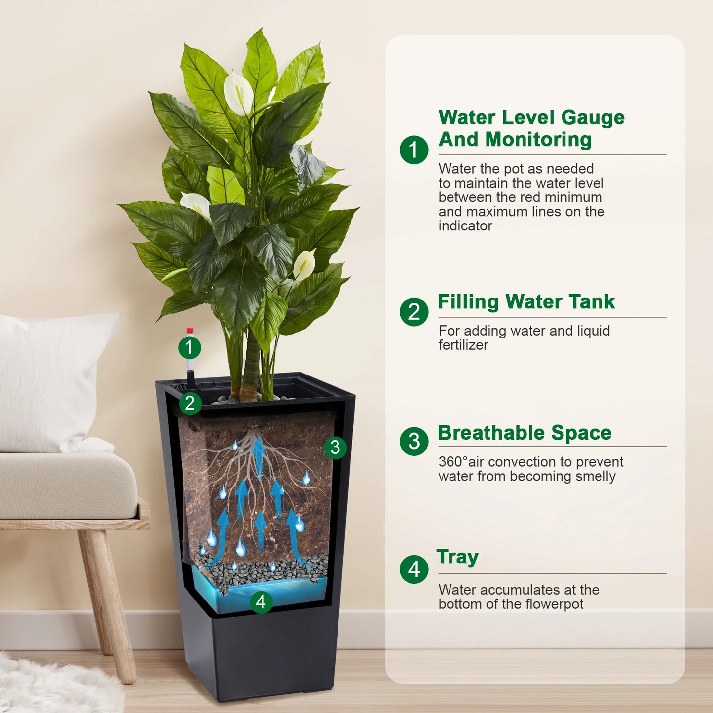 2pcs High Planters Pots for Indoor/Outdoor Use