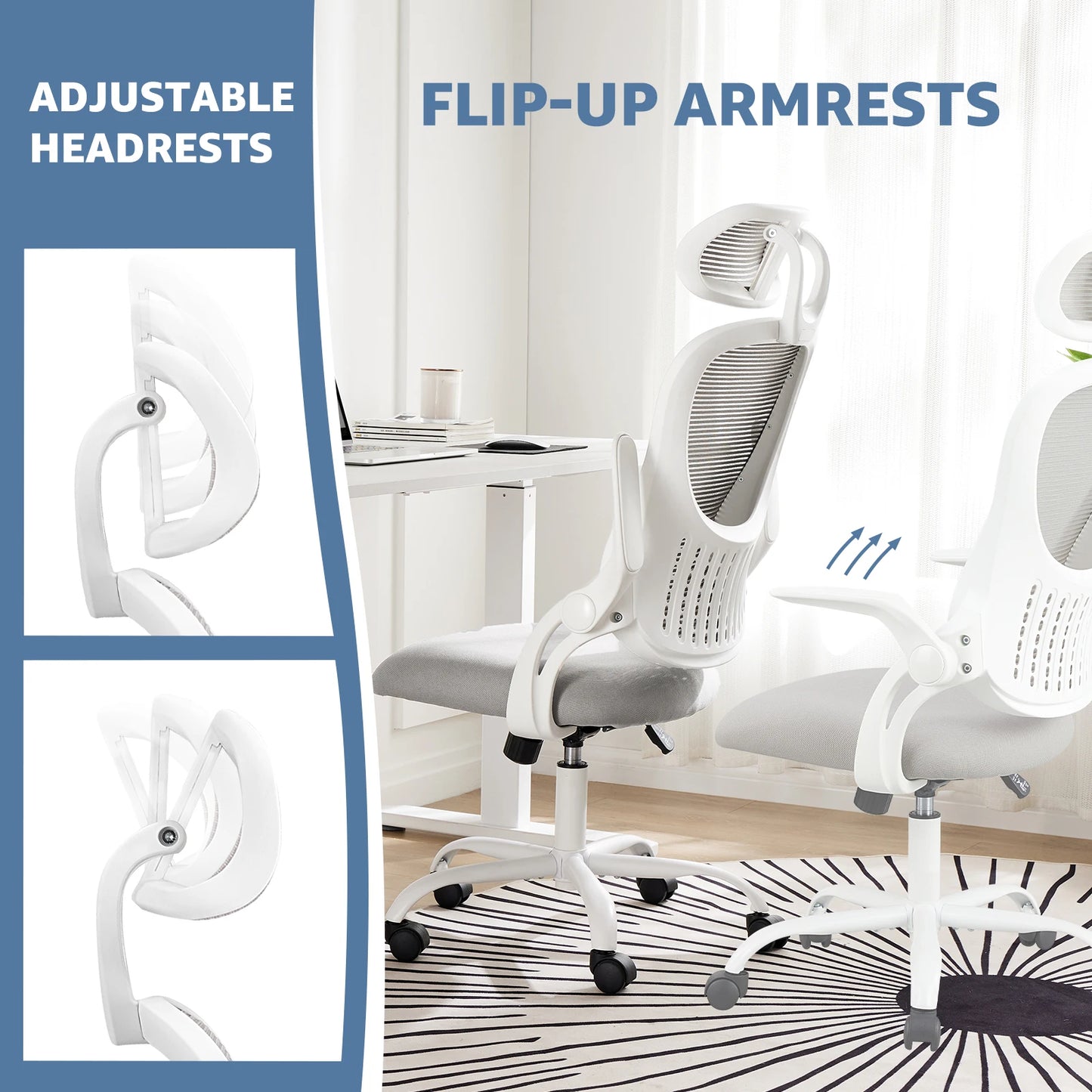 Mesh Desk Chair Flip-up Arms
