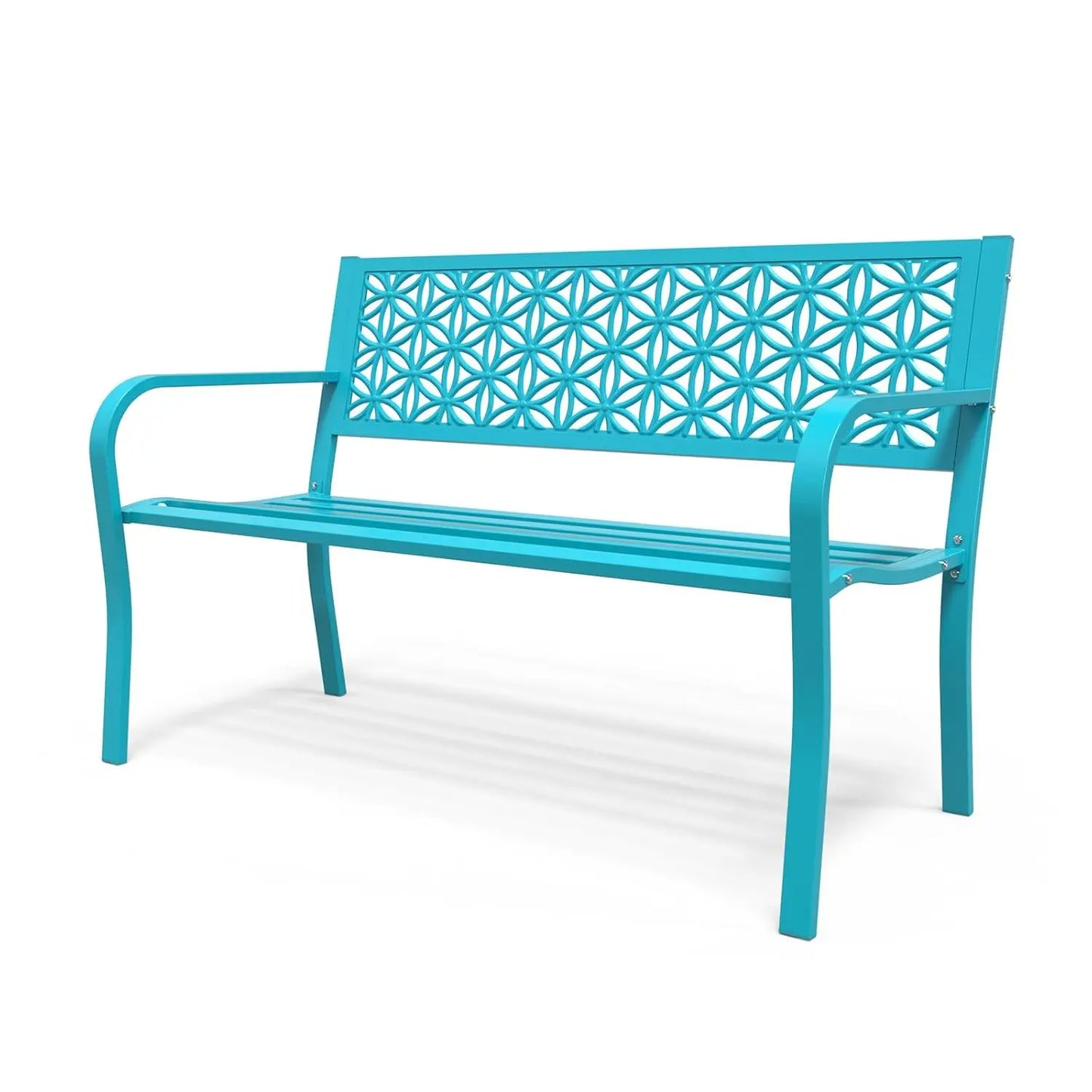 Metal Garden Bench Floral Back with Color Options