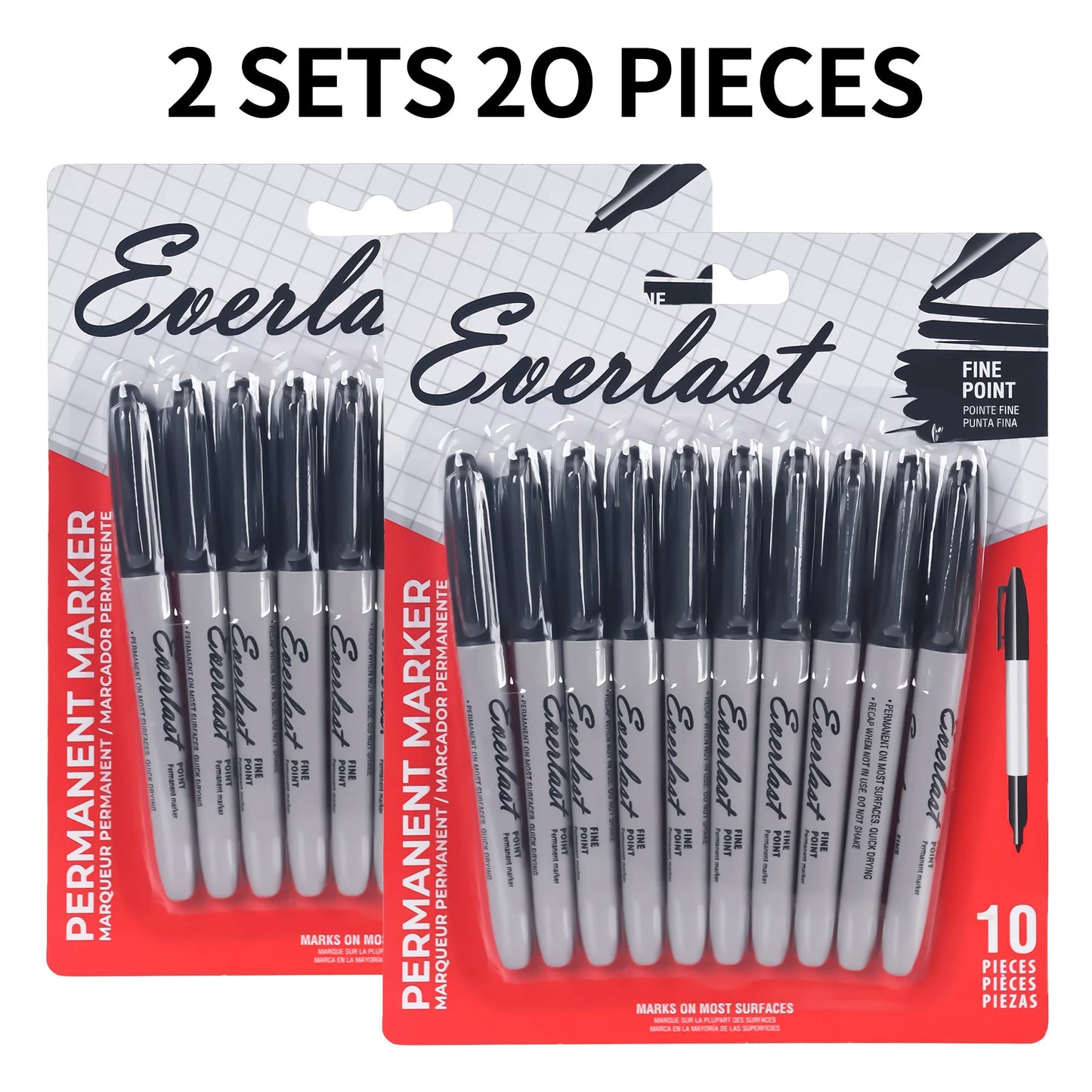 20/40/60-Pack Dual-Tip Permanent Markers