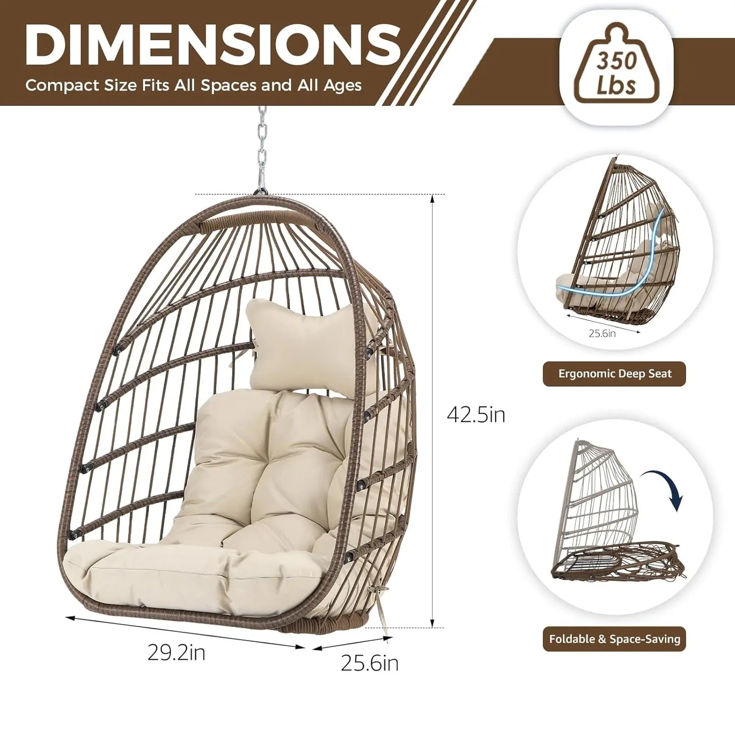 Outdoor Hanging Egg Chair Without Stand